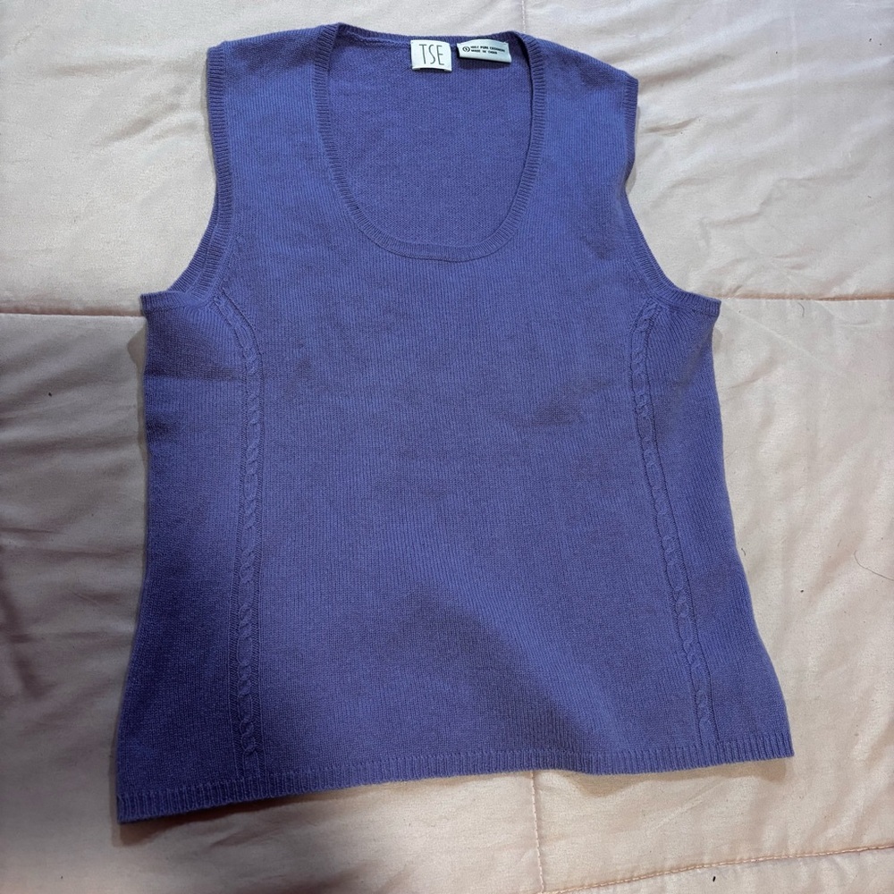 TSE cashmere purple knit sleeveless top sz S